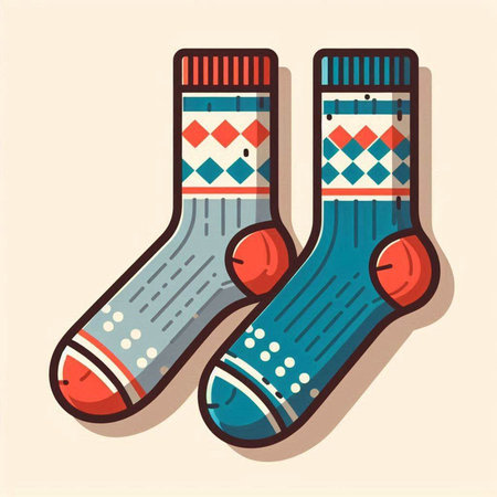 Colorful socks with ethnic ornament. Vector illustration in flat style.のイラスト素材