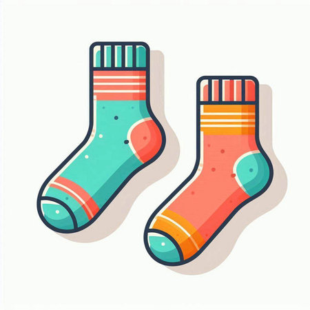 Colorful socks isolated on white background. Flat style vector illustration.のイラスト素材
