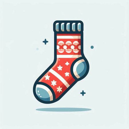 Christmas sock icon. Vector illustration of a Christmas sock with snowflakes.のイラスト素材