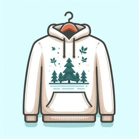 Vector illustration of a winter sweatshirt with a forest on a hanger.のイラスト素材