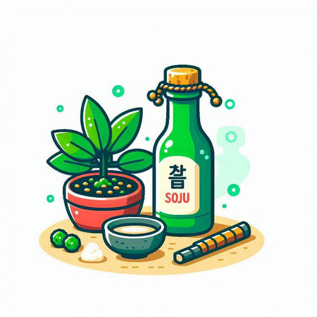 Illustration of Sushi and Sushi ingredients in cartoon style.のイラスト素材