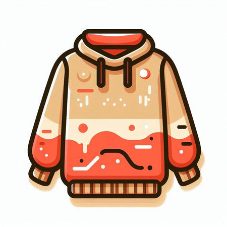 Vector illustration of a warm sweater with a hood on a white backgroundのイラスト素材