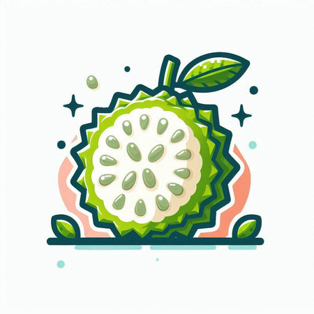 Sugar Apple fruit isolated on white background. Hand drawn vector illustration.のイラスト素材
