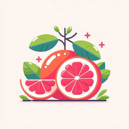 Grapefruit. Colorful vector illustration in flat cartoon style.のイラスト素材