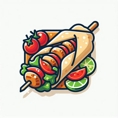 Taco icon. Fast food restaurant menu design. Vector illustration.のイラスト素材