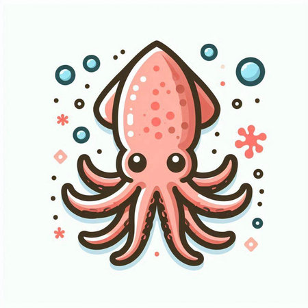 Cute cartoon octopus. Colorful vector illustration isolated on white background.のイラスト素材