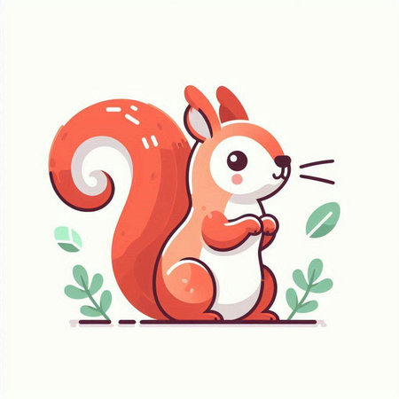 Cute squirrel. Vector illustration in cartoon style on white background.のイラスト素材