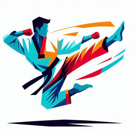 Taekwondoial artsial arts, vector illustrationのイラスト素材