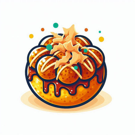 Illustration of a christmas bundt cake with icing and starsのイラスト素材