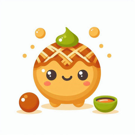 Cute cartoon kawaii baklava dessert. Vector illustrationのイラスト素材