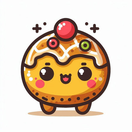 Cute easter kawaii cookie character. Vector illustration.のイラスト素材