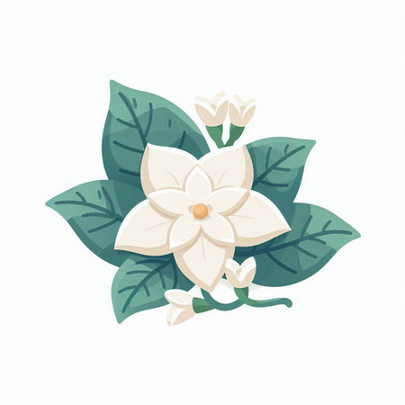 Cape jasmine flower isolated on white background. Vector illustration.のイラスト素材