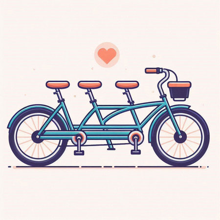 Bicycles in the form of heart. Vector illustration in linear style.のイラスト素材