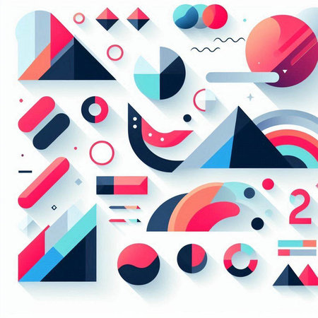 Abstract geometric composition with triangles, circles and lines. Vector illustration.のイラスト素材