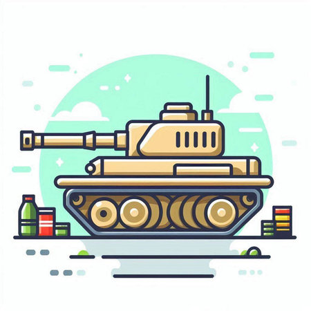 Military tank. Flat style vector illustration for web and mobile design.のイラスト素材