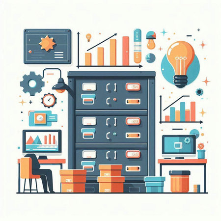 Flat design modern vector illustration concept of big data analytics, big data analytics, big data processing, big data analysis, big data analytics, cloud computing, big data managementのイラスト素材