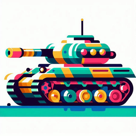 Tank on a white background. Vector illustration of a military tank.のイラスト素材