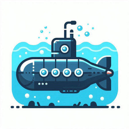 Submarine vector illustration on white background. Modern flat design style.のイラスト素材