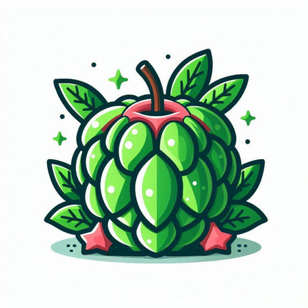 Cute Artichoke Fruit Cartoon Vector Illustration on White Backgroundのイラスト素材