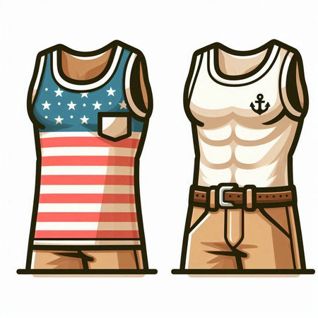 T-shirt and shorts with the American flag. Vector illustration.のイラスト素材