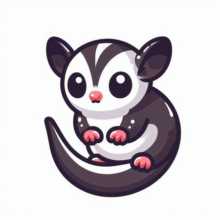 Cute cartoon skunk. Vector illustration isolated on white background.のイラスト素材