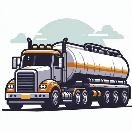 Truck with a tank on a white background. Vector illustration.のイラスト素材