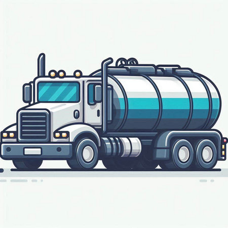 Truck with a tank for transportation of oil and gas. Vector illustrationのイラスト素材