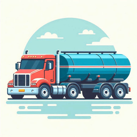 Tanker truck. Vector illustration in flat style. Tanker truck.のイラスト素材