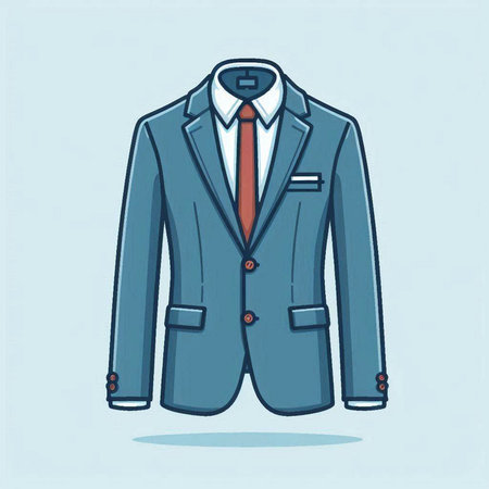 Businessman suit. Vector illustration in a flat style on a blue background.のイラスト素材