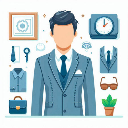 Businessman. Vector illustration in flat style. Businessman character.のイラスト素材