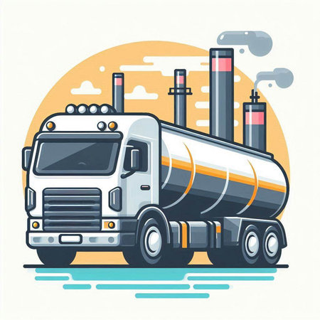 Truck for transportation of oil and gas. Vector illustration in flat styleのイラスト素材