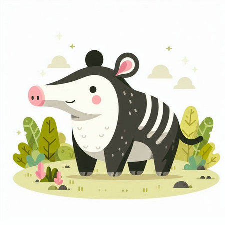 Cute cartoon badger. Vector illustration isolated on white background.のイラスト素材
