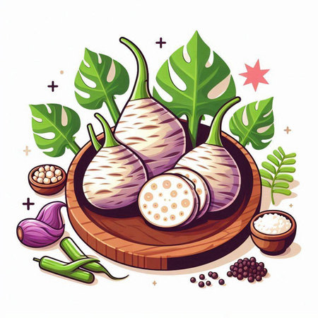 Illustration of Garlic on a white background. Vector illustration.のイラスト素材