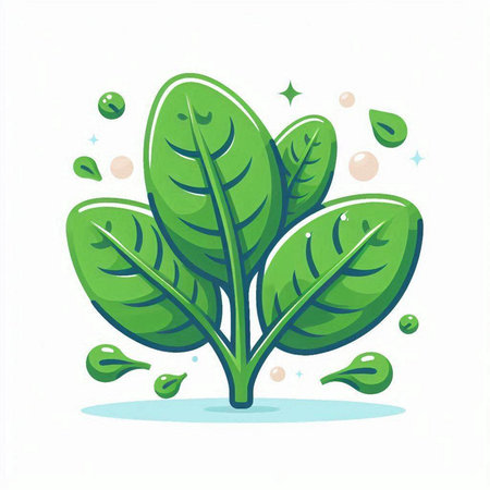 Illustration of a green plant with leaves on a white background.のイラスト素材