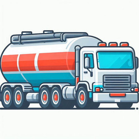Tanker truck vector illustration isolated on white background. Tanker truck for transportation of oil and gasのイラスト素材