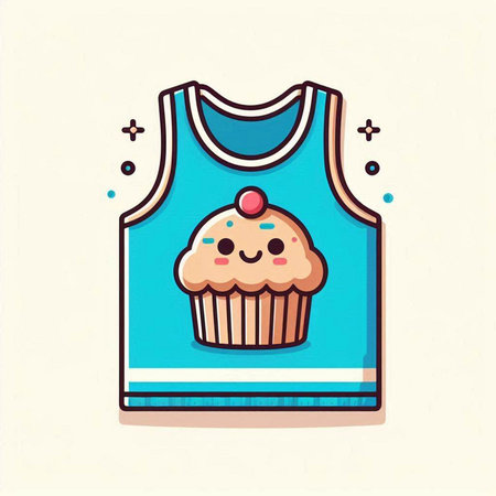 Cute vector t-shirt with cupcake. Vector illustration.のイラスト素材