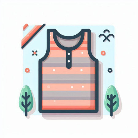Vector flat illustration of sleeveless t-shirt on white background.のイラスト素材
