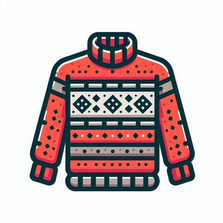 Winter knitted sweater isolated on a white background. Vector illustration.のイラスト素材