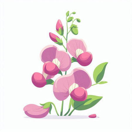 Illustration of pink flowers on a white background. Vector illustration.のイラスト素材