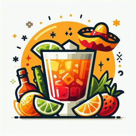 Sombrero Cocktail. Vector illustration. Flat design style.のイラスト素材