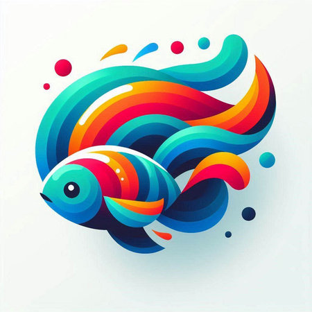 Abstract colorful fish on white background. Vector illustration for your design.のイラスト素材