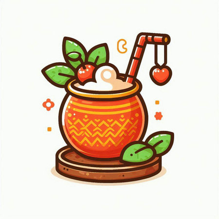 Cocktail icon. Vector illustration of a drink in a pot.のイラスト素材