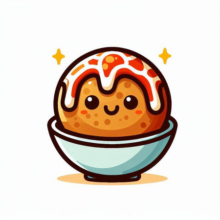 Cute kawaii ice cream in a bowl. Vector illustration.のイラスト素材