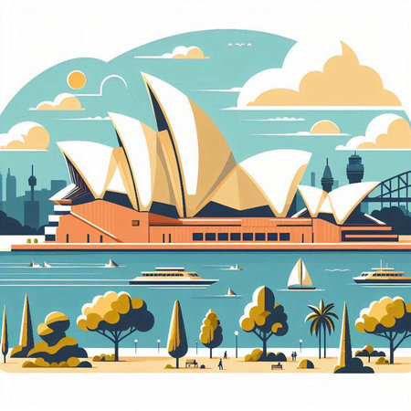Sydney, Australia skyline. Vector illustration in flat style.のイラスト素材