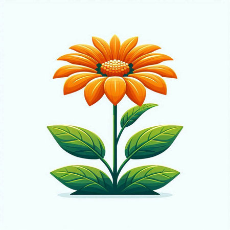 Illustration of a beautiful orange flower isolated on a white background.のイラスト素材