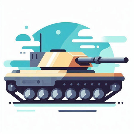 Vector illustration of tank on white background. Flat style design for web and print.のイラスト素材