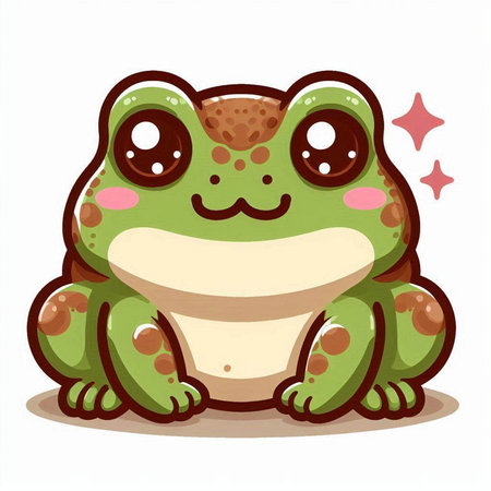 Cute cartoon frog isolated on a white background. Vector illustration.のイラスト素材