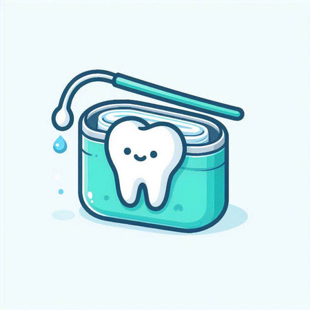 toothpaste and dental floss, vector illustration, cartoon styleのイラスト素材