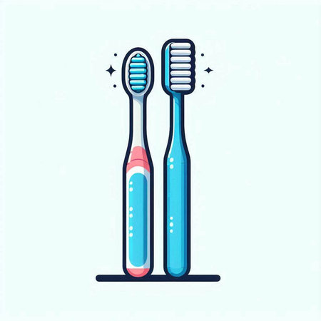 Toothbrushes with toothpaste. Vector illustration in cartoon styleのイラスト素材