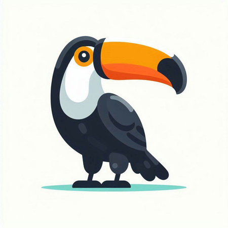 Cute cartoon toucan isolated on white background. Vector illustration.のイラスト素材